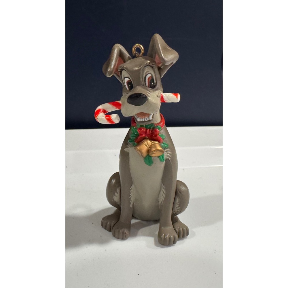 Disney Lady and the Tramp Tramp Christmas Ornament Candy Cane Holly Bells 3.5"